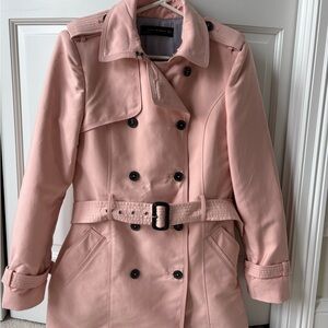 Zara Pink Trench Coat with Belted Waist and Epaulettes